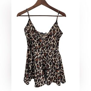 NWT Pretty Little Thing Leopard print V-neck romper size 2